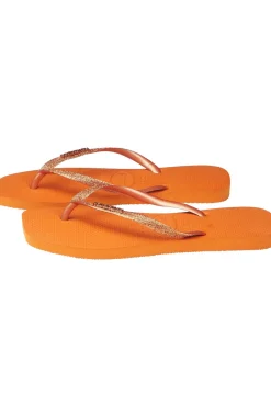 Sale Havaianas Slipper Slim Square Glitter Cerrado Orange