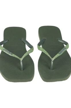 Sale Havaianas Slipper Slim Square Glitter Olive Green