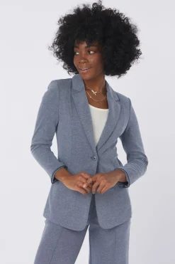 New Ichi Blazer Kate Pique Long Bl Medieval Blue