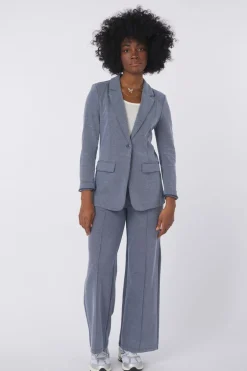 New Ichi Blazer Kate Pique Long Bl Medieval Blue