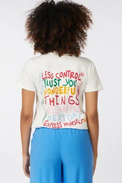 Outlet Ichi T-Shirt Palmoni Ss Cloud Dancer