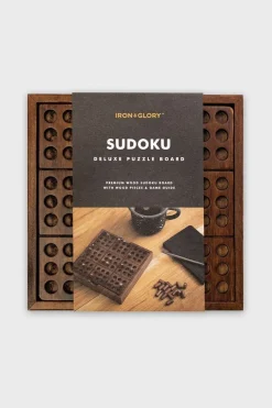 Clearance Iron & Glory Speelgoed Premium Wooden Sudoku Puzzle dark brown