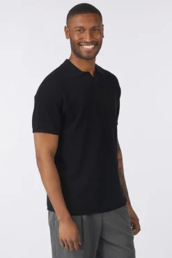 Clearance Jack & Jones Polo Hill Split Neck Black