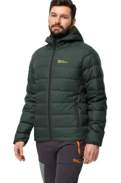Hot Jack Wolfskin Donsjas Ather Down Hoodie Dark Green/Lime Green