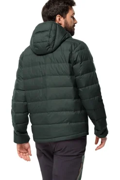 Hot Jack Wolfskin Donsjas Ather Down Hoodie Dark Green/Lime Green