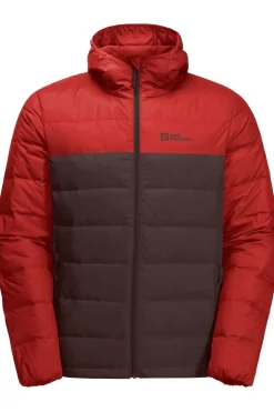 Outlet Jack Wolfskin Donsjas Ather Down Hoodie Red Earth