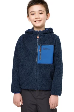 New Jack Wolfskin Fleece Ice Curl Hood Jacket dark blue/royal blue