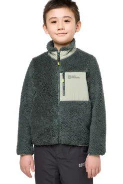 Fashion Jack Wolfskin Fleece Ice Curl Jacket Slate Green / Mint Leaf