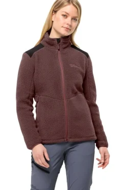 Clearance Jack Wolfskin Fleece Kammweg Pile Fz Dark Maroon