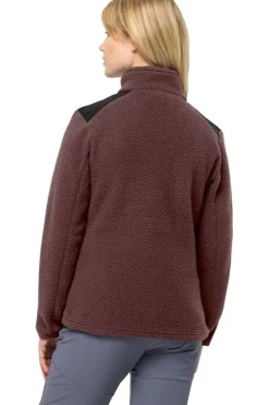 Clearance Jack Wolfskin Fleece Kammweg Pile Fz Dark Maroon