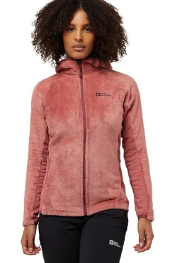 Outlet Jack Wolfskin Fleece Rotwand Hooded Fz W mid red