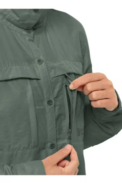 Clearance Jack Wolfskin Hemd Barrier Ls Shirt Hedge Green