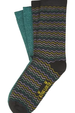 Fashion King Louie Sokken Socks 2-Pack Wavy Black