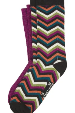 Best King Louie Sokken Socks 2-Pack Zigzag Caspia Purple