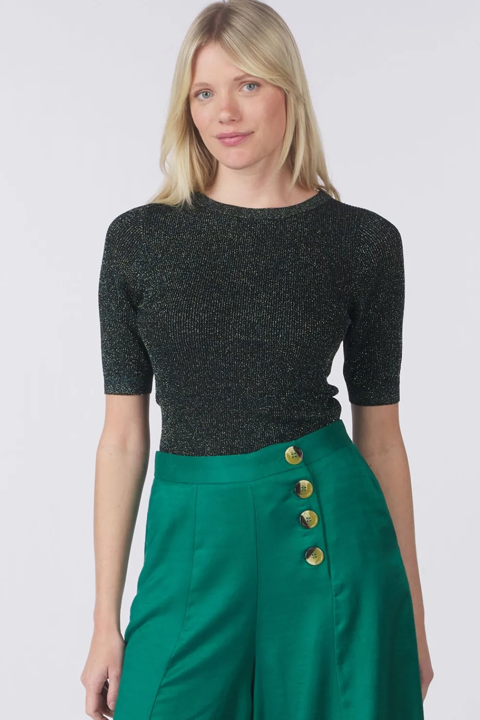 Outlet King Louie Trui Agnes Rib Top Spiro Nile Green