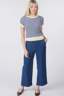Sale King Louie Trui Boatneck Top Tide Denim Blue