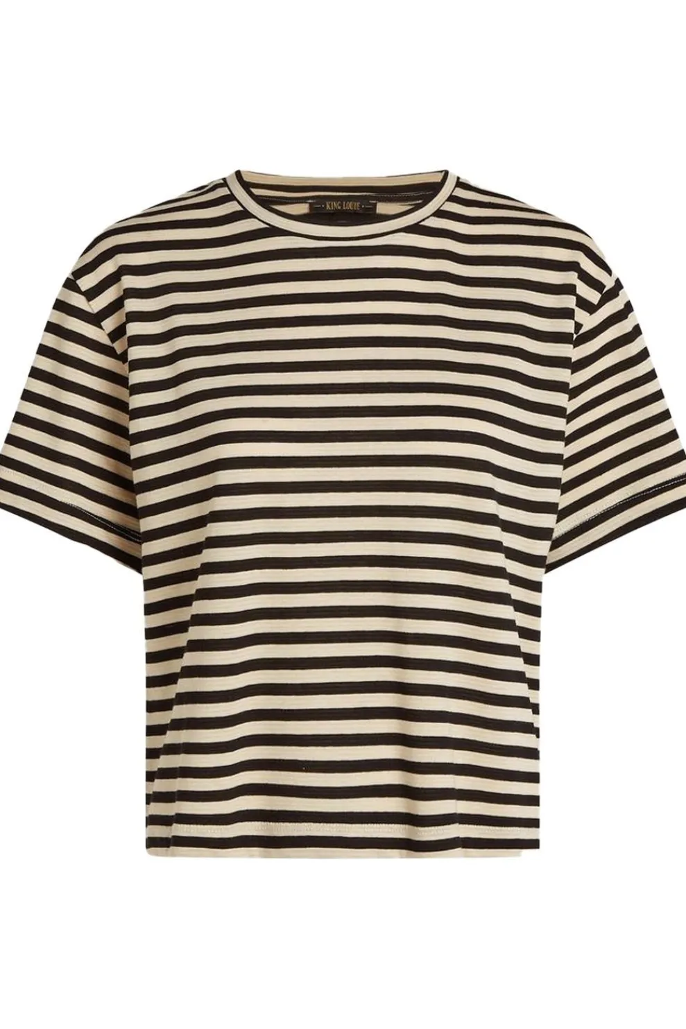 New King Louie T-Shirt Boxy Tee Chopito Stripe Light Grey Denim