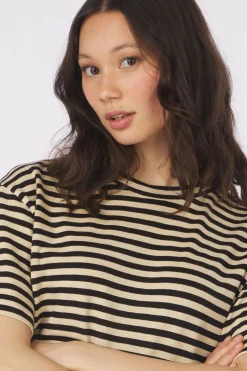 New King Louie T-Shirt Boxy Tee Chopito Stripe Light Grey Denim