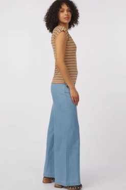 Fashion King Louie T-Shirt Double V Top Beebop Stripe Blue Tint