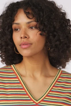 Fashion King Louie T-Shirt Double V Top Beebop Stripe Blue Tint