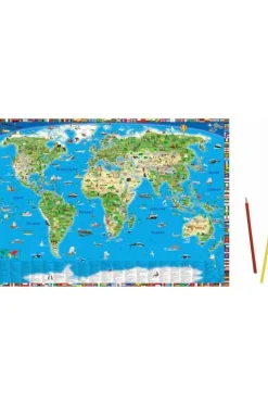 Onderlegger geïllustreerde wereldkaart K&S druckbunt-K&S DRUCKBUNT VERLAG New
