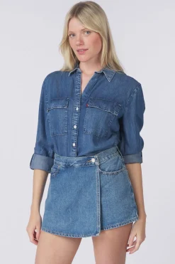 New Levi's Hemd Doreen Utility Dark Indigo - Worn In I'M Fun