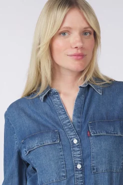 New Levi's Hemd Doreen Utility Dark Indigo - Worn In I'M Fun