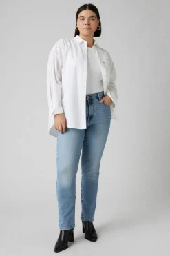 Sale Levi's Jeans 724 High Rise Straight Blue Wave Light