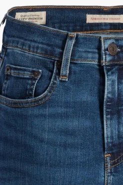 Best Levi's Jeans 724 High Rise Straight Indigo Stripe Terra
