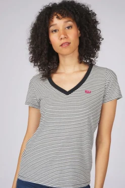 Best Levi's T-Shirt Perfect V Neck Annalise Stripe Cloud Dancer