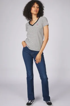 Best Levi's T-Shirt Perfect V Neck Annalise Stripe Cloud Dancer
