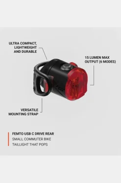 Hot Lezyne Fietsverlichting Femto Usb C Drive Rear Black