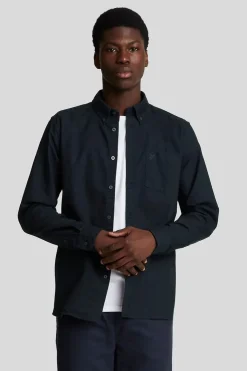 Sale Lyle & Scott Hemd Tonal Eagle Plain Oxford Dark Navy