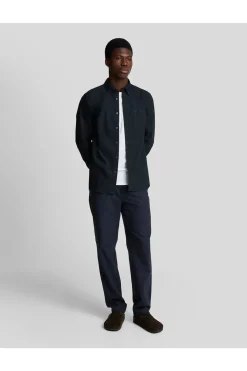 Sale Lyle & Scott Hemd Tonal Eagle Plain Oxford Dark Navy