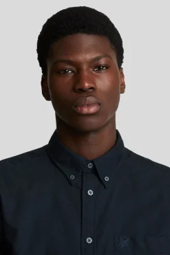 Sale Lyle & Scott Hemd Tonal Eagle Plain Oxford Dark Navy