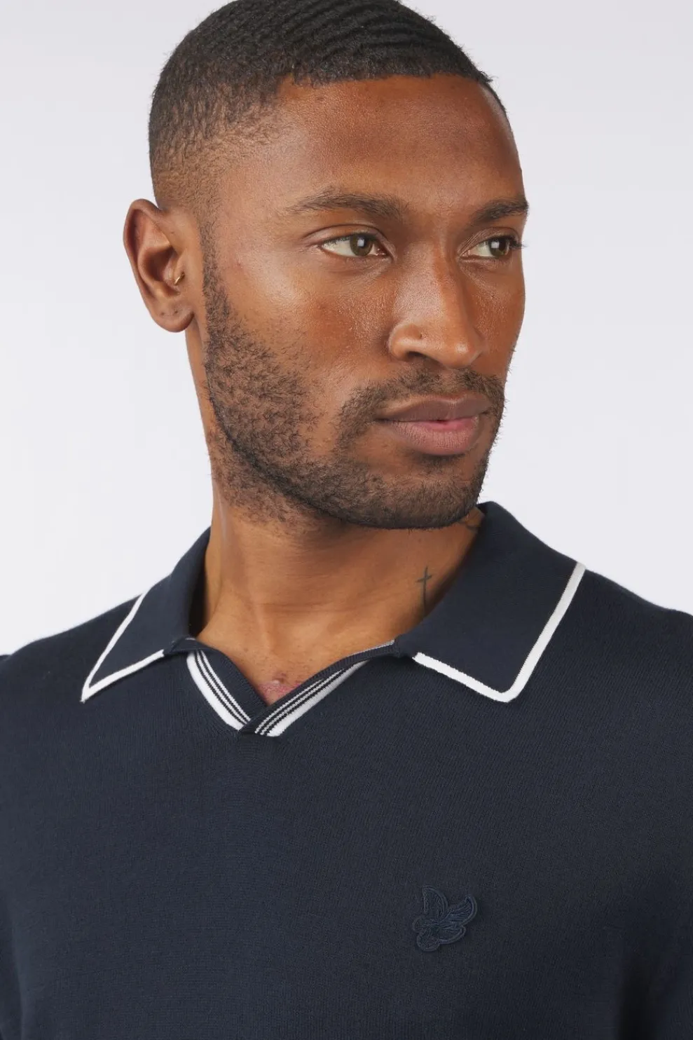 Polo Tipped Knitted Open Collar Tonal-Lyle & Scott New