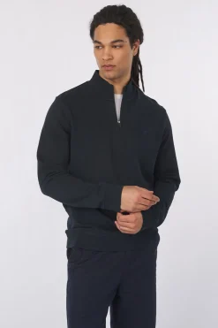 Clearance Lyle & Scott Trui Superfine Quarter Zip Tonal Dark Navy