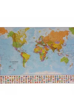 Monde pol. gepl. met latjes +vlaggen mi-Maps International Discount