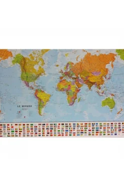 New Maps International Monde pol. gepl. met latjes +vlaggen mi 2019
