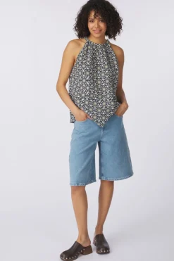 Blouse Woven Top, Flared Shape, Bow At Back, Print-Marc O'Polo Clearance