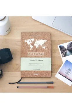 Fashion MISS WOOD Woody notebook kurk A5 World map Adventures 2017