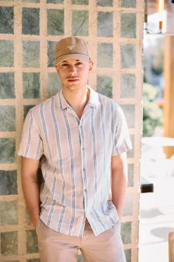 Clearance No Excess Hemd Shirt Dobby Vertical Stripe With Linen