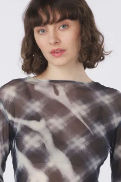 Online Object T-Shirt Montana Mesh Black Grey Check