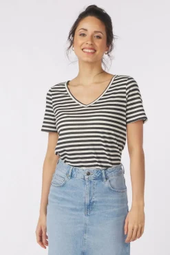 Best Object T-Shirt Thea White Stripes:Sky Captain Col