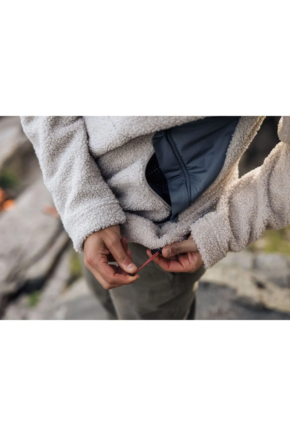 Clearance Passenger Clothing ltd Fleece Mens Muse Polar Lined Sherpa 1/4 Zip Pebble Grey