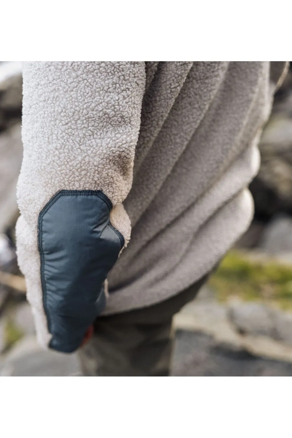 Clearance Passenger Clothing ltd Fleece Mens Muse Polar Lined Sherpa 1/4 Zip Pebble Grey