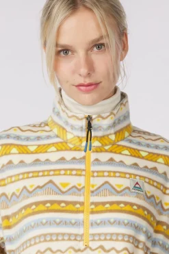 Hot Passenger Clothing ltd Fleece Ayla Recycled Polar 1/4 Zip Mountain Geo Birch