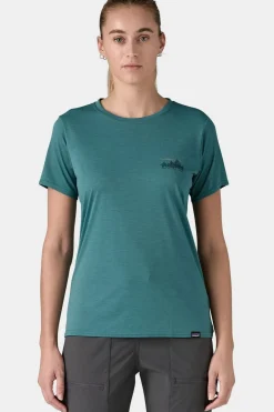 Outlet Patagonia T-Shirt Cap Cool Daily Graphic Shirt '73 Skyline: Wetland Blue X-Dye