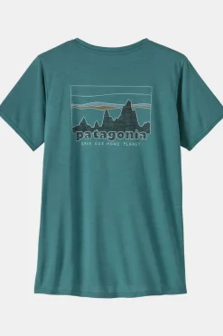 Outlet Patagonia T-Shirt Cap Cool Daily Graphic Shirt '73 Skyline: Wetland Blue X-Dye