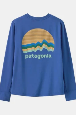 Hot Patagonia T-Shirt K'S L/S Cap Sw T-Shirt Ridge Rise Moonlight: Eddy Blue